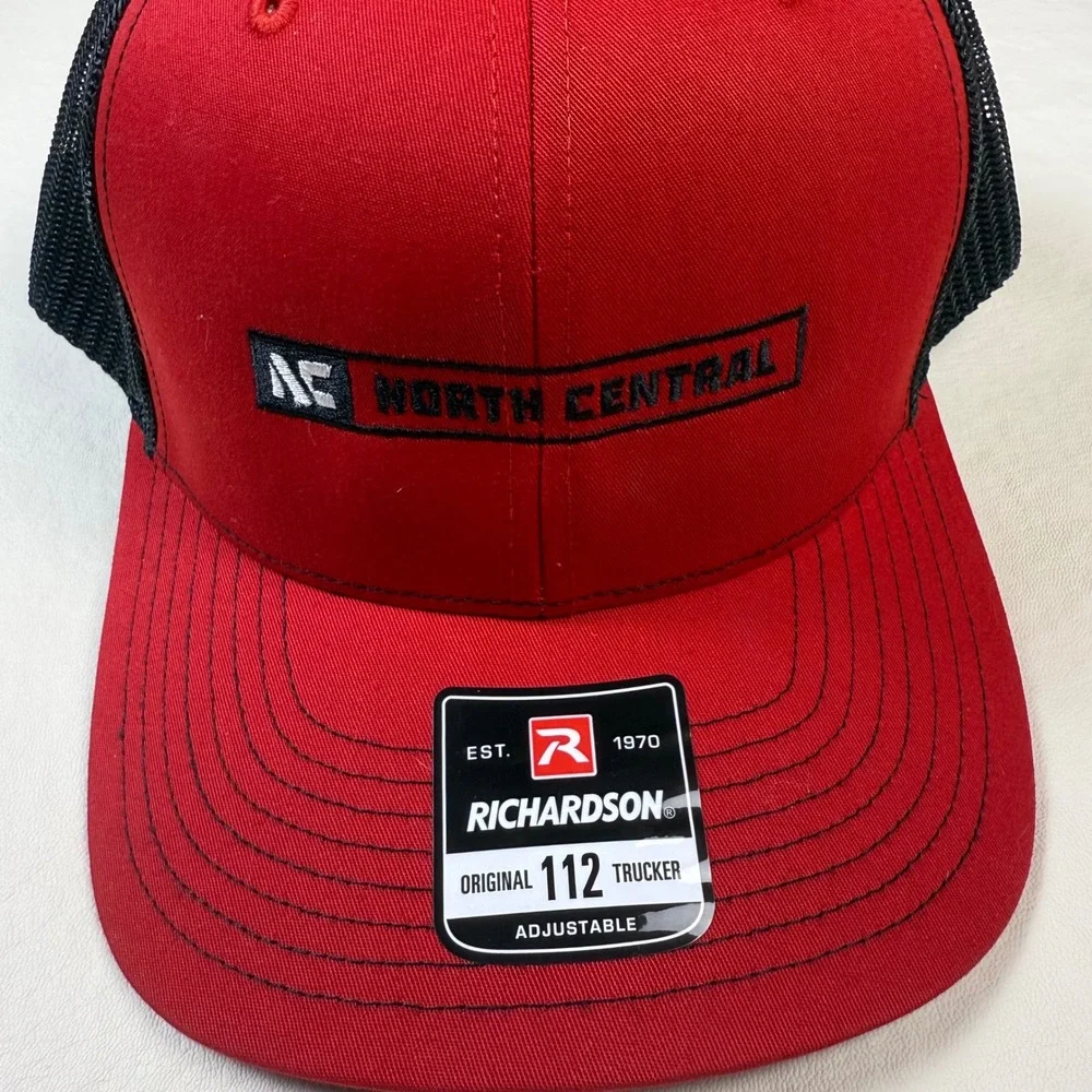 Richardson 112 Trucker Hat Red Black North Central NC Embroidered Snapback Cap